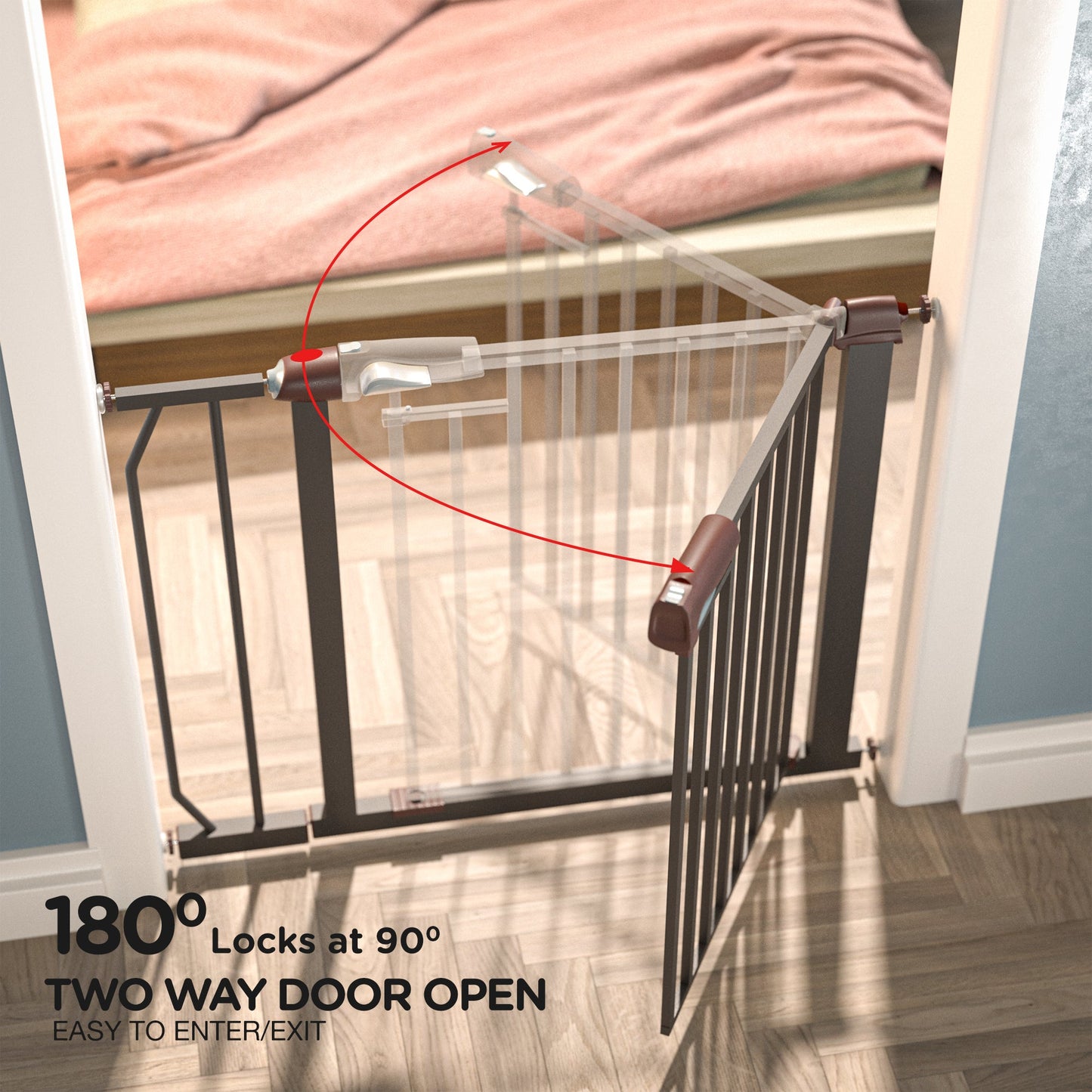 Baybee Auto Close Baby Safety Gate, Extra Tall Durable Baby Fence Barrier Dog Gate (Black) BAYBEE