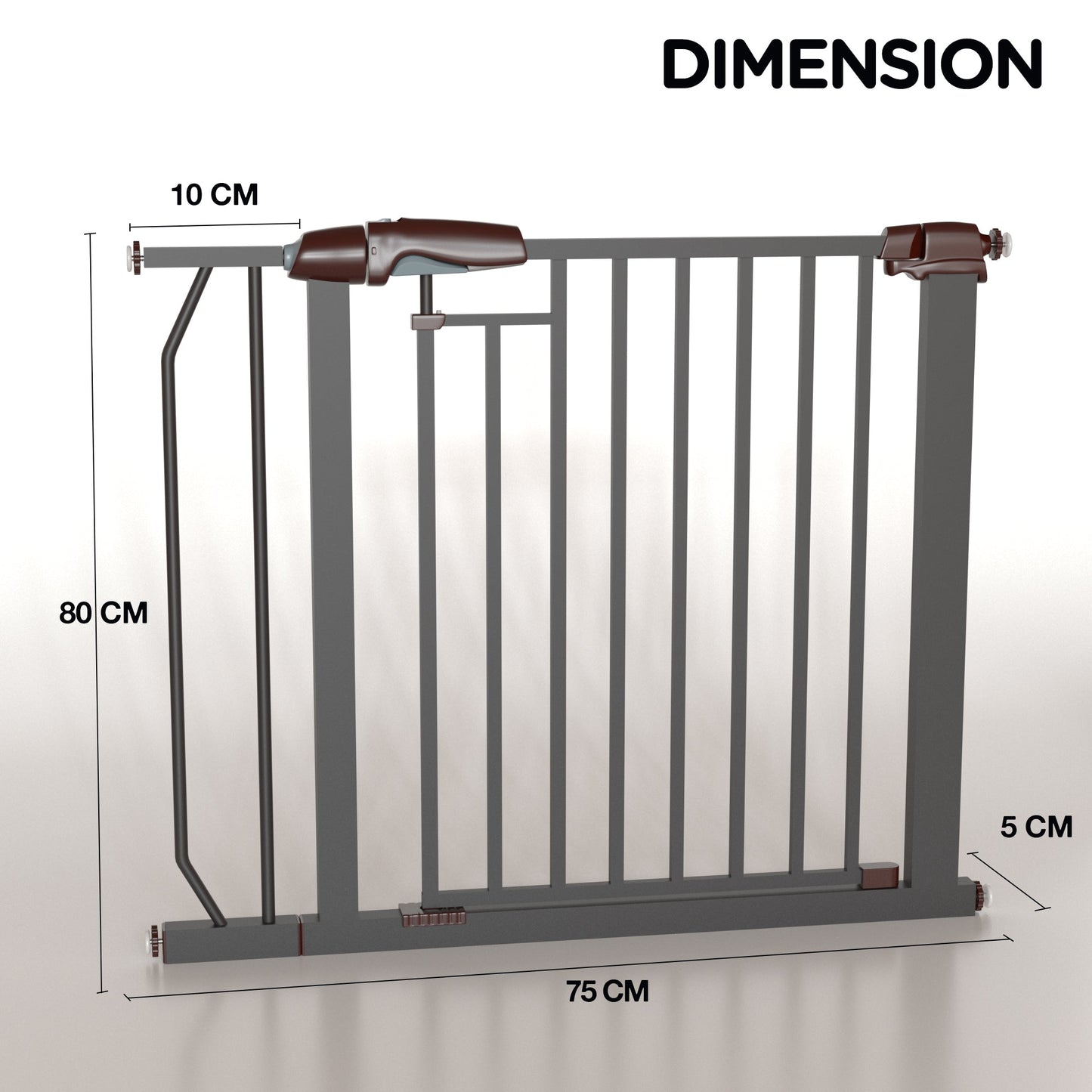 Baybee Auto Close Baby Safety Gate, Extra Tall Durable Baby Fence Barrier Dog Gate (Black + 10Cm) BAYBEE