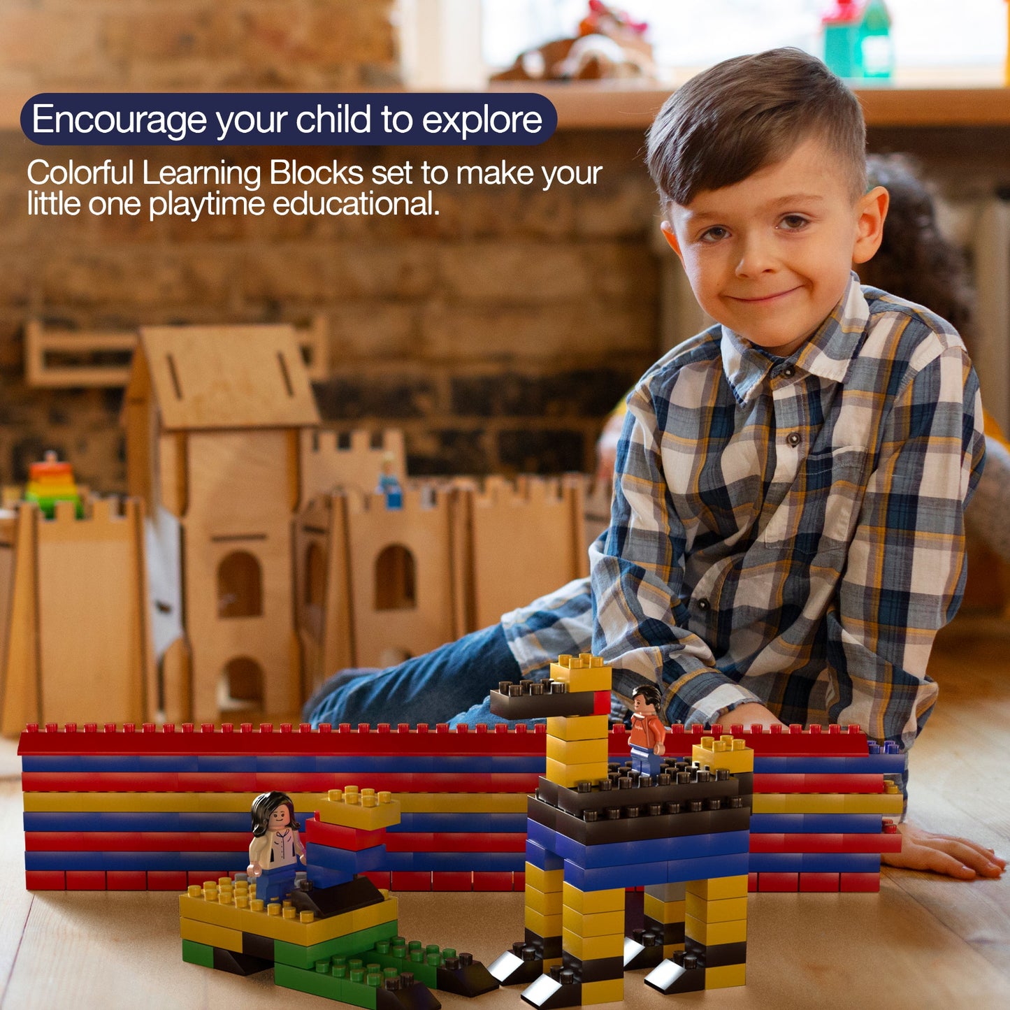 BAYBEE 3 in 1 Town of Stacking House DIY Plastic Building Blocks Toys for Kids (240 Pcs) BAYBEE