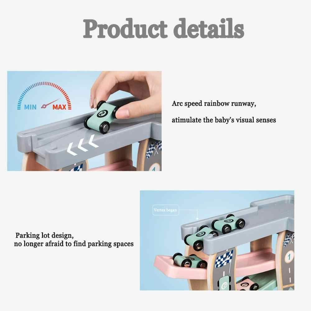 Baybee Wooden Gliding Car for Kids, Baby Toy Car Games, Kids Toys Set with 4 Race Track and Parking Slot BAYBEE