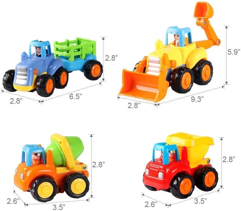 BAYBEE 4 Pcs Unbreakable Toys Friction Powered Push and Go Toys Vehicles for Kids. BAYBEE