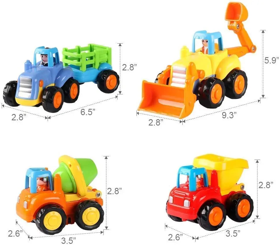 BAYBEE 4 Pcs Unbreakable Toys Friction Powered Push and Go Toys Vehicles for Kids. BAYBEE