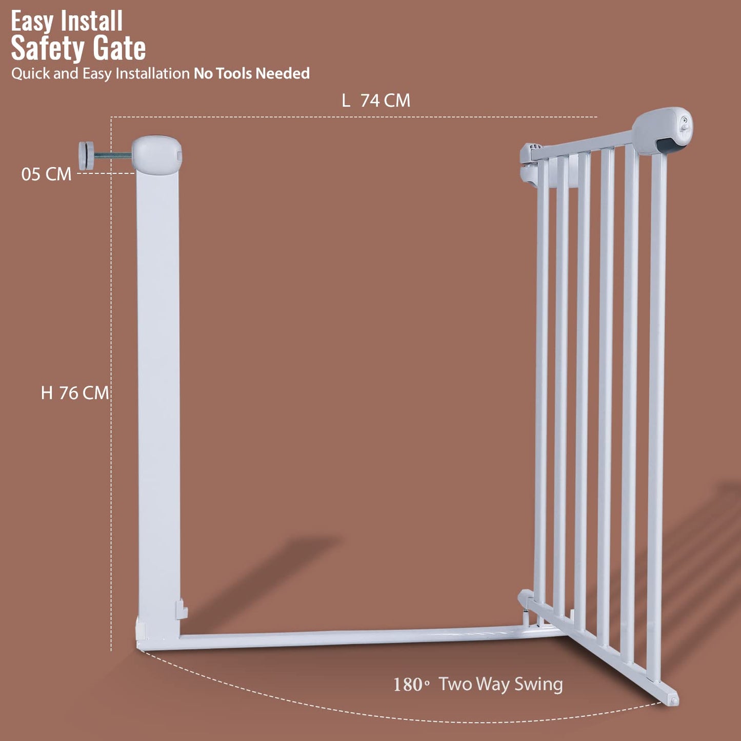Baybee 75-85cm Auto Close Baby Safety Gate BAYBEE