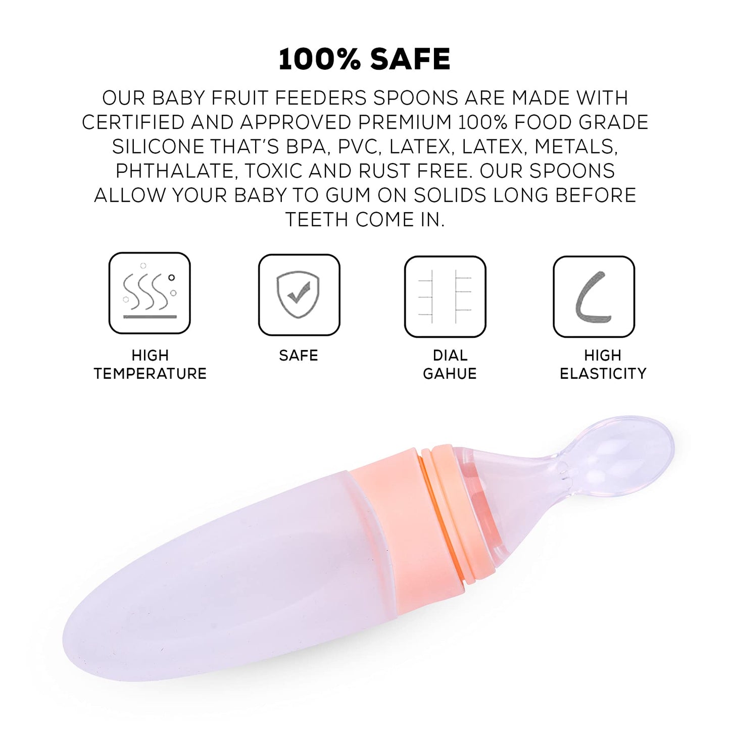 Baybee Infant Silicone Food Feeder, Anti-Colic & BPA Free Squeeze Feeder Bottle with Spoon for Semi-Solid Food for Infants Baybee India