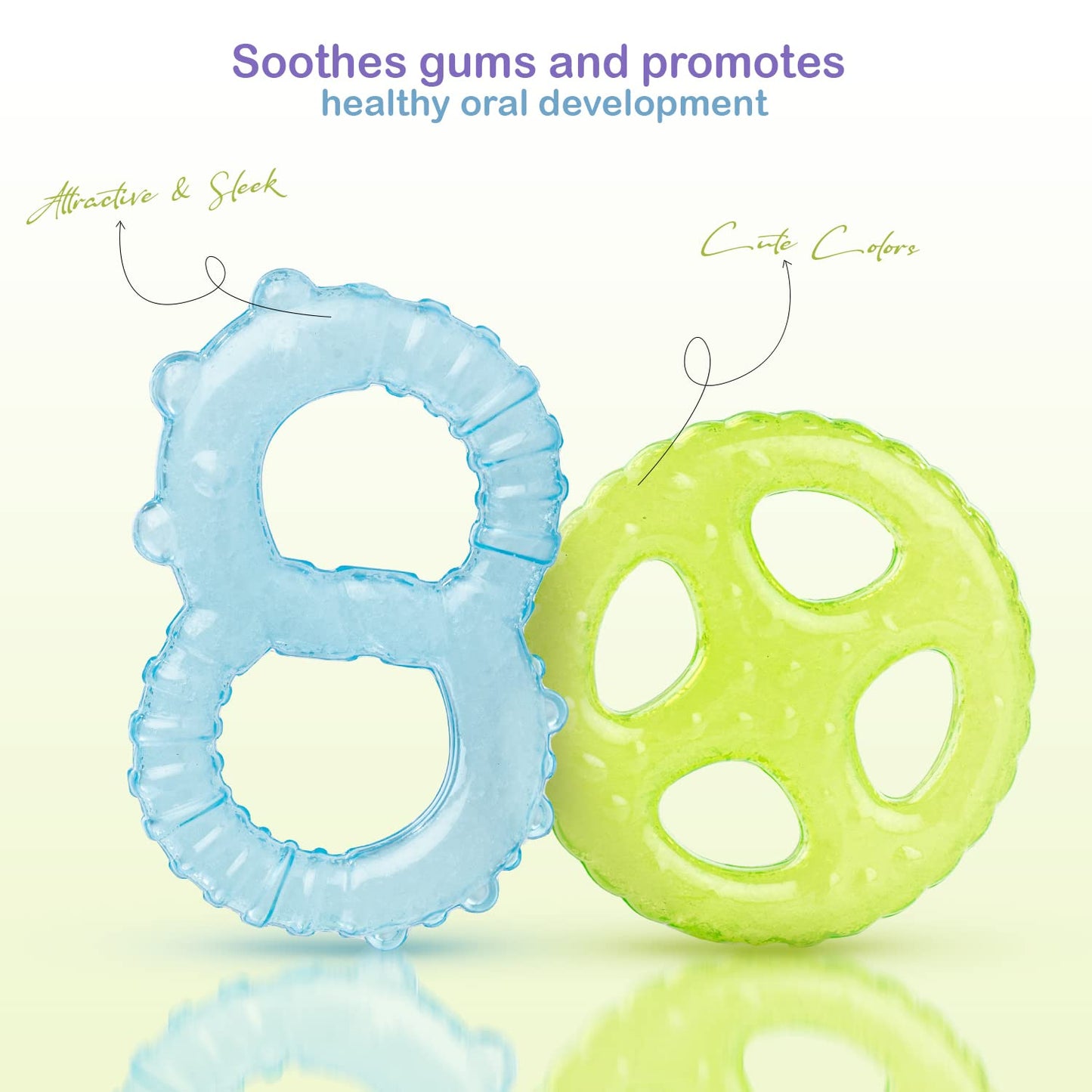 Baybee Natural Silicone Baby Teether for 3-12 Months Soft Circle Shape Safe Teething Toy for Infants (Pack of 2) BAYBEE