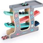 Baybee Wooden Gliding Car for Kids, Baby Toy Car Games, Kids Toys Set with 4 Race Track and Parking Slot