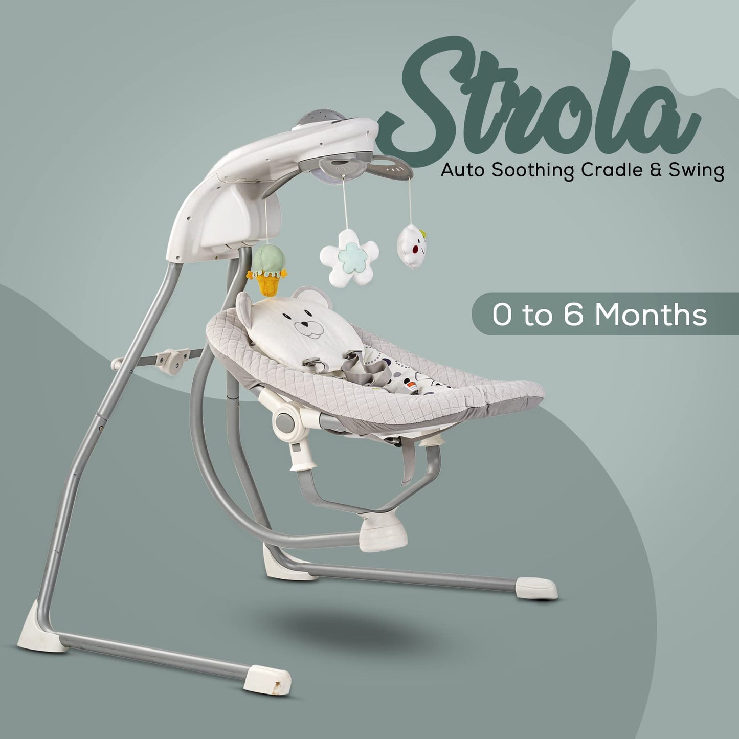 Baybee Strola Automatic Electric Baby Swing Cradle with Adjustable Swing Speed, Soothing Vibrations, Music & Safety Belt BAYBEE