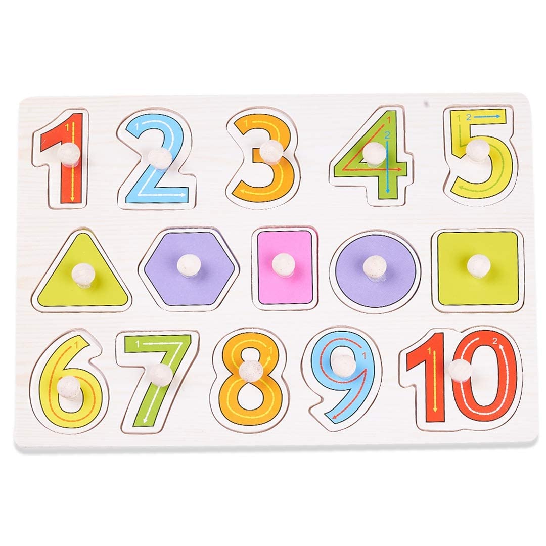 Baybee 2 in 1 Wooden Number and Shape Puzzles for Kids Wooden Numbers BAYBEE