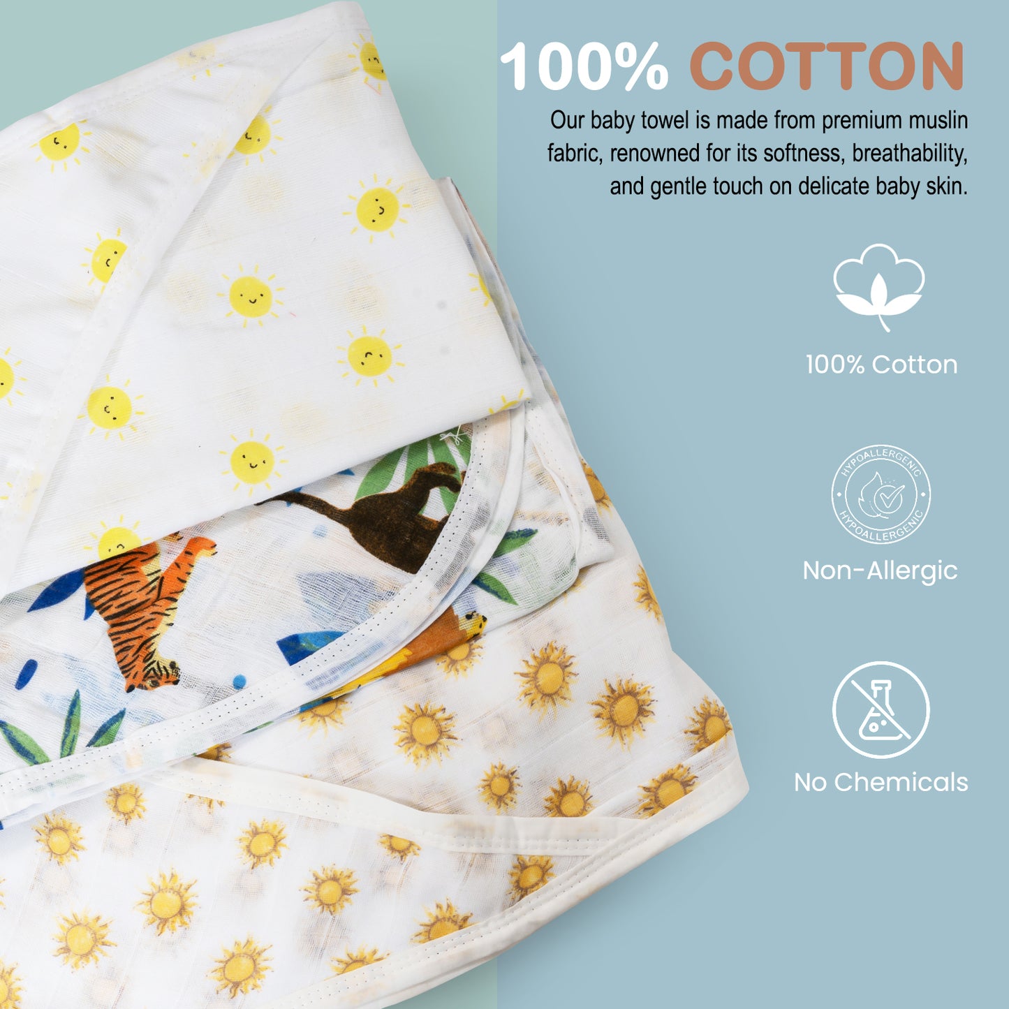 BAYBEE Pure Cotton Baby Swaddle Wrapper for New Born Babies, Washable Absorbent Soft Muslin Cloth & Napkins for Baby (Assorted)