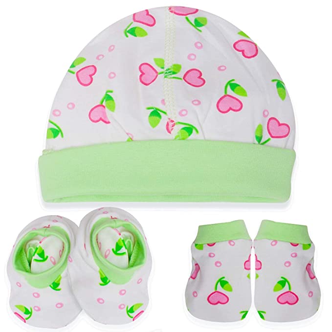 BAYBEE Pack of 3 Cotton Baby Mittens, Booties & Cap Set for New Born Baby BAYBEE