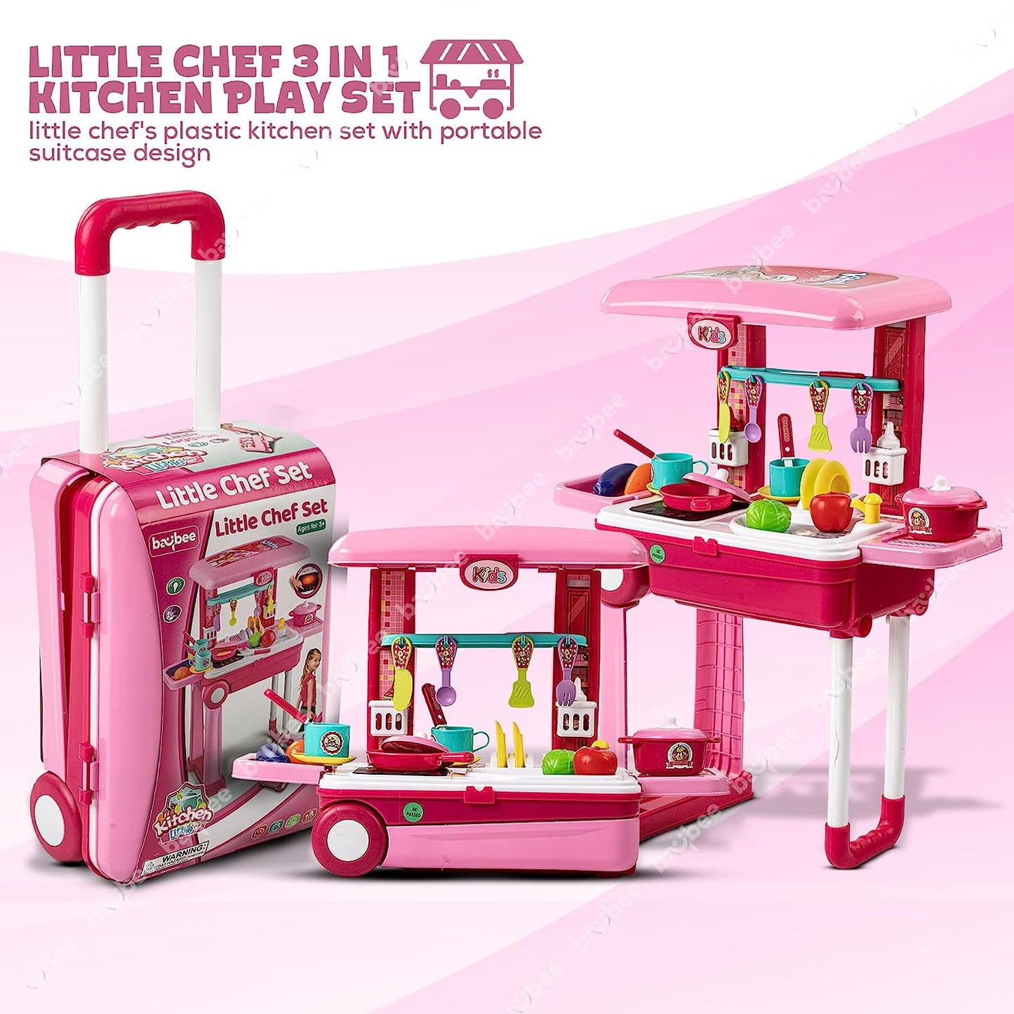 Baybee 2 in 1 Kitchen Set for Kids, Portable Pretend Play Toys BAYBEE