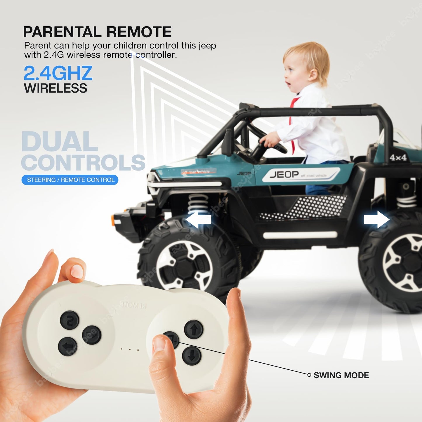 Baybee Furi Mini Rechargeable Battery Operated Jeep for Kids, Ride on Toy Kids Car with Bluetooth, Music & Light