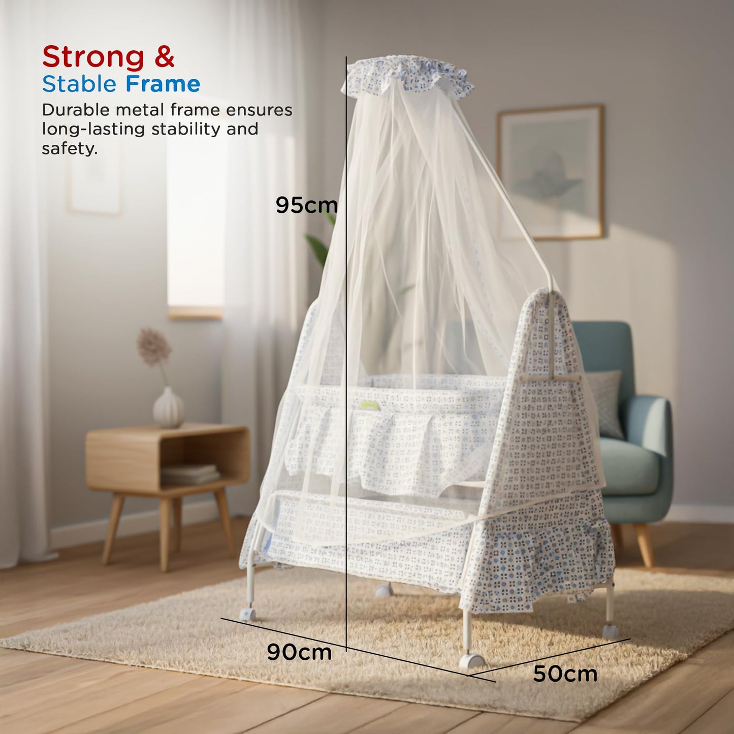 Baybee DOZY Baby Swing Cradle for Newborns with Mosquito Net Portable Infant Palna Jhula Baybee India