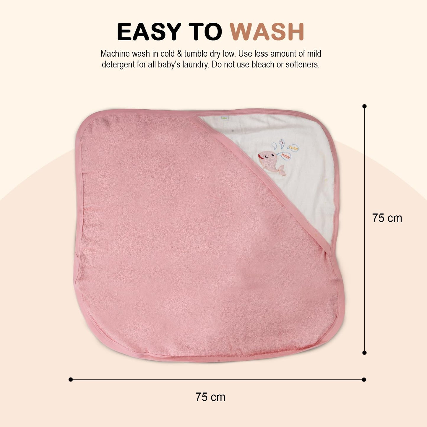 BAYBEE Pure Cotton Baby Terry Towel for New Born Babies, Washable Absorbent Soft Swaddle Wrapper for Baby (Pack of 2) BAYBEE