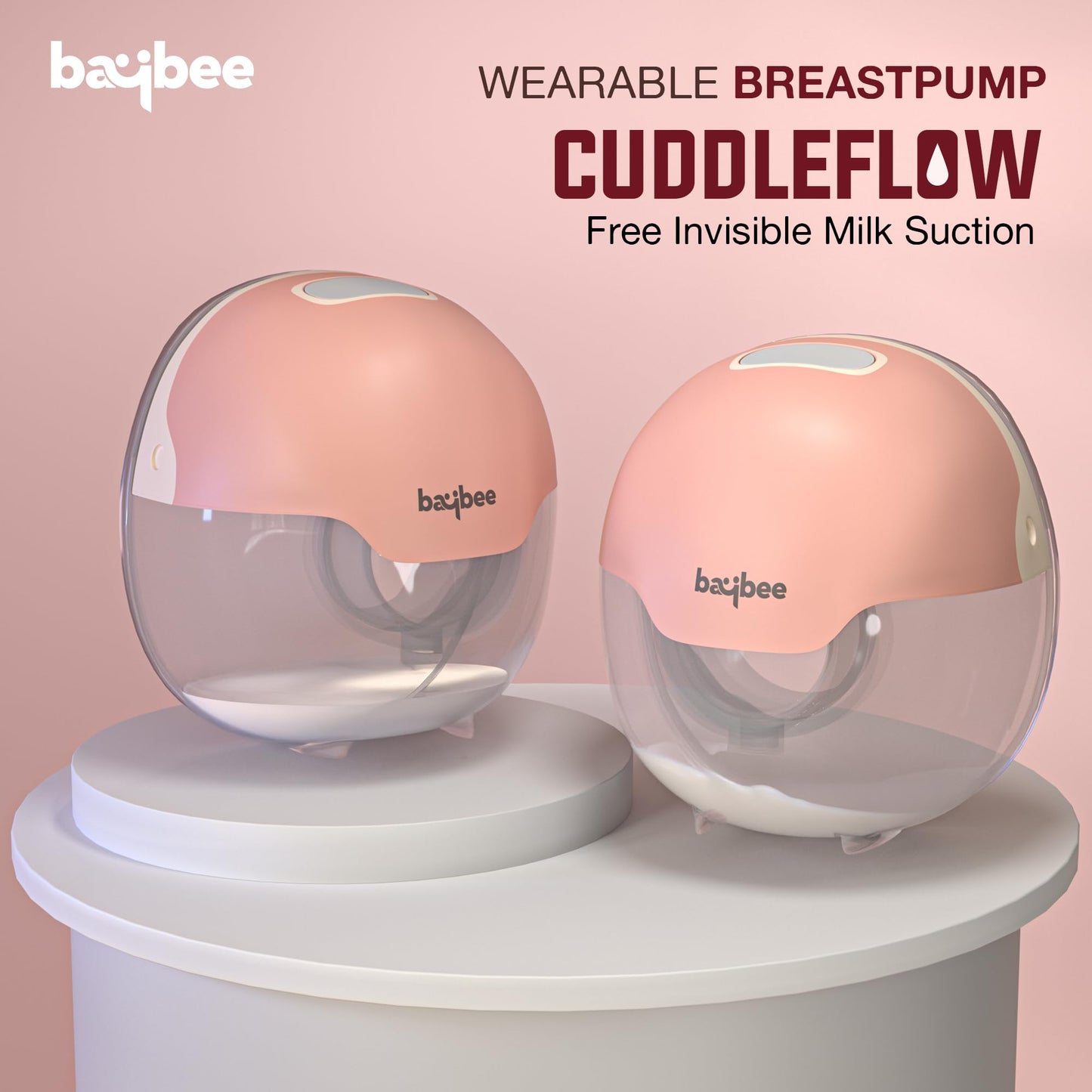 Baybee Double Wearable Electric Breast Pump | 3 Modes, 15 Suction Levels, Hands-Free, LED Display BAYBEE