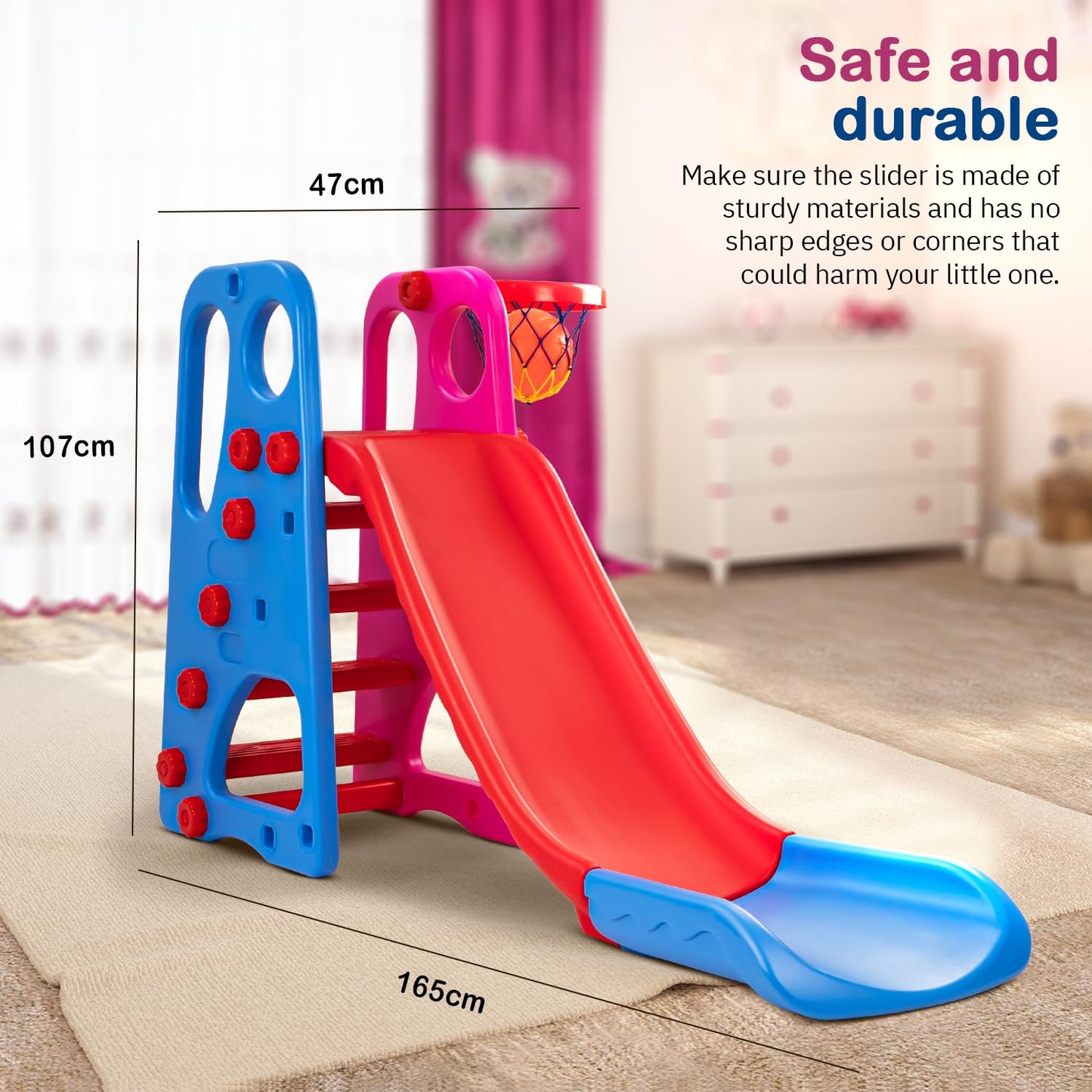 Baybee Garden Swing & Slider for Kids Baby Slide Cum Swing Combo with Baby Basket Ball Toy BAYBEE