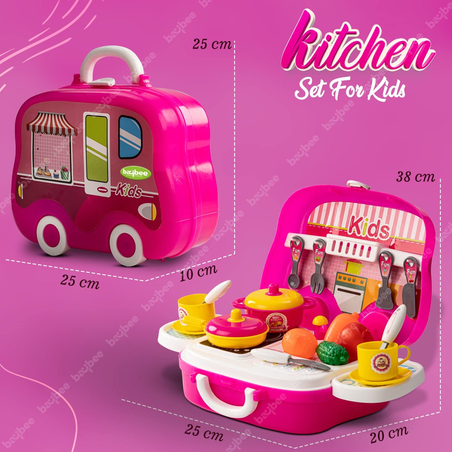 Baybee 2 in 1 Kitchen Set for Kids Girl, Role Play Kitchen Set for Kids Toys. BAYBEE