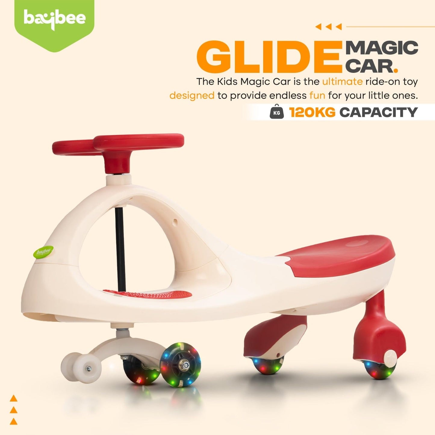 Baybee Glide Kids Magic Swing Car with 360° Steering & PU LED Wheels BAYBEE