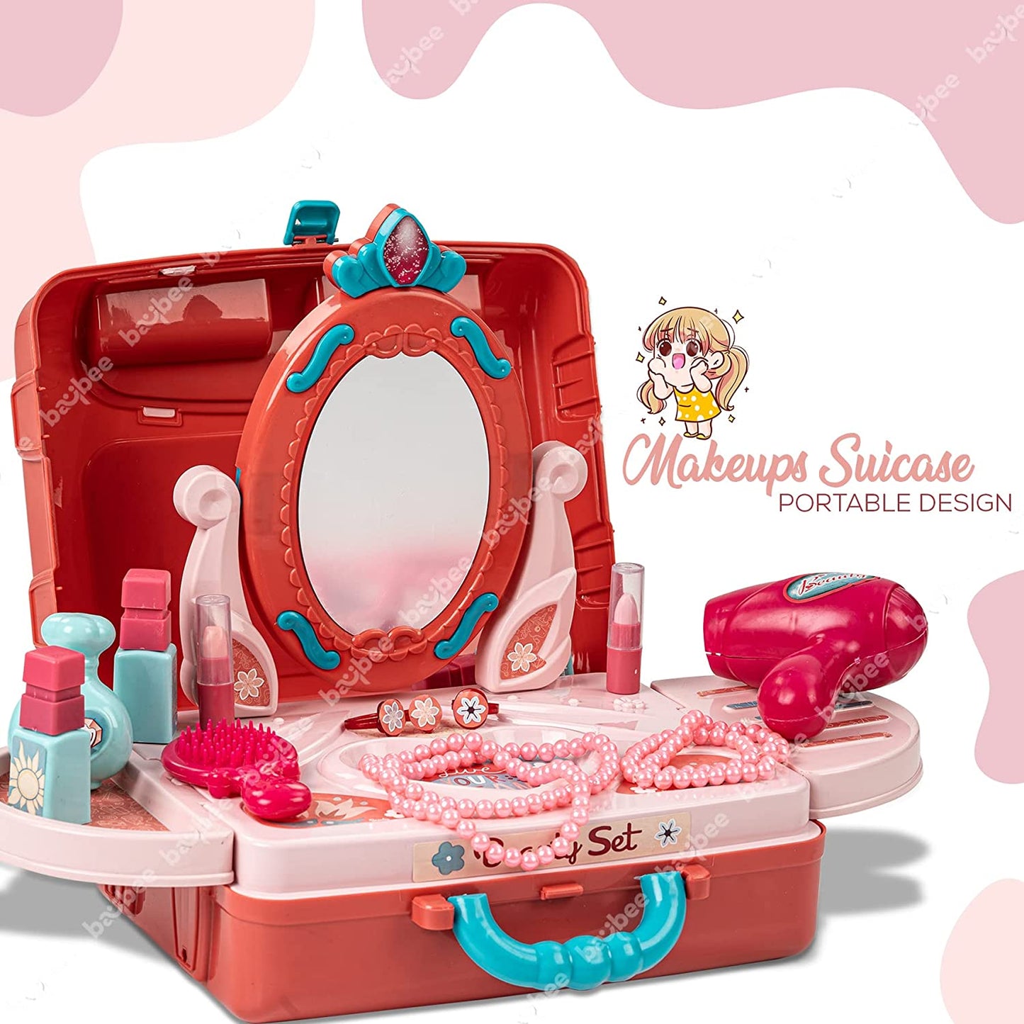 Baybee 3 in 1 Kids Beauty Makeup Kit Set Toys for Girls, Convertible Dressing Table & Suitcase BAYBEE