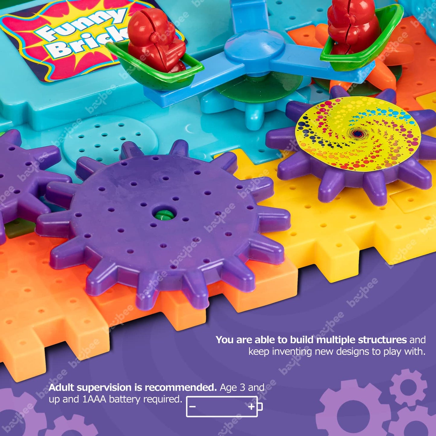 Baybee 81 Pcs Gear Building Interlocking Blocks Stacking Construction for Kids. BAYBEE