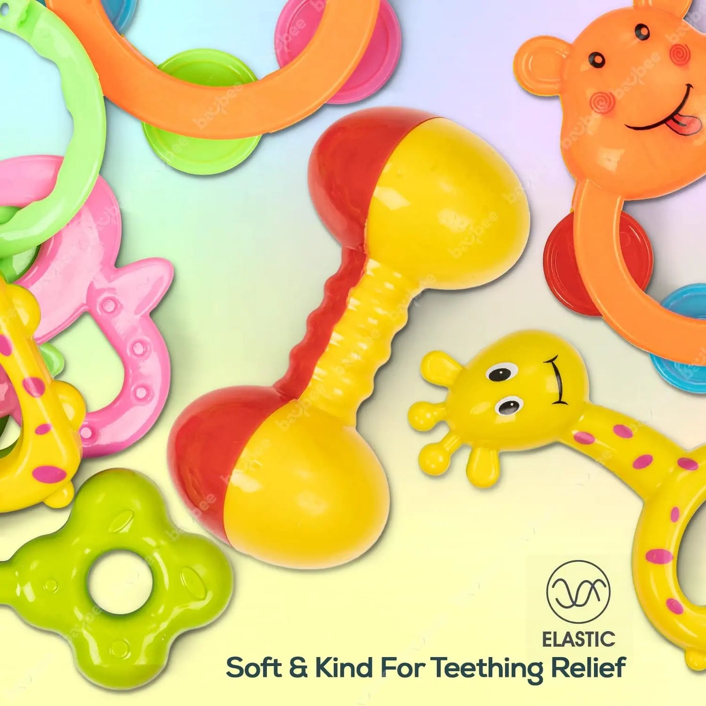 Baybee 5 Pcs Baby Rattles Teether Toys Set for Babies BAYBEE