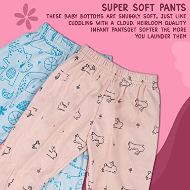 BAYBEE Pack of 6 Cotton Baby Pajamas Leggings Pant with Booties 9-12 Months