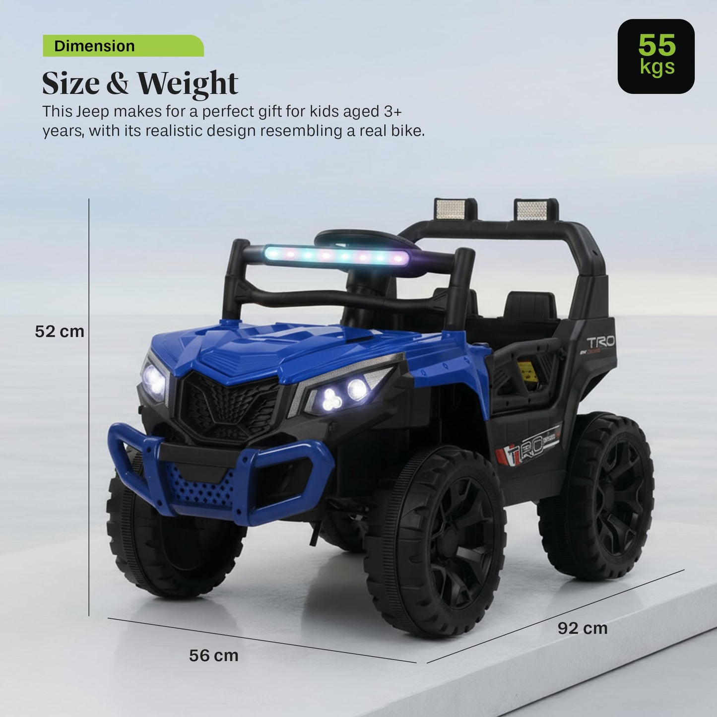 Baybee Terrago Battery Operated Jeep for Kids, Ride on Toy Baby Car with Light & Music BAYBEE