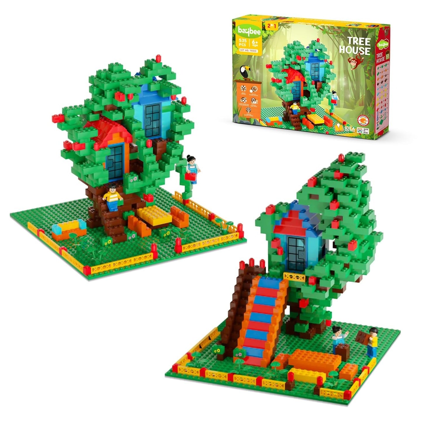 BAYBEE 535-Piece Building Blocks Set for Kids, Tree House Puzzle Block Kids Games BAYBEE