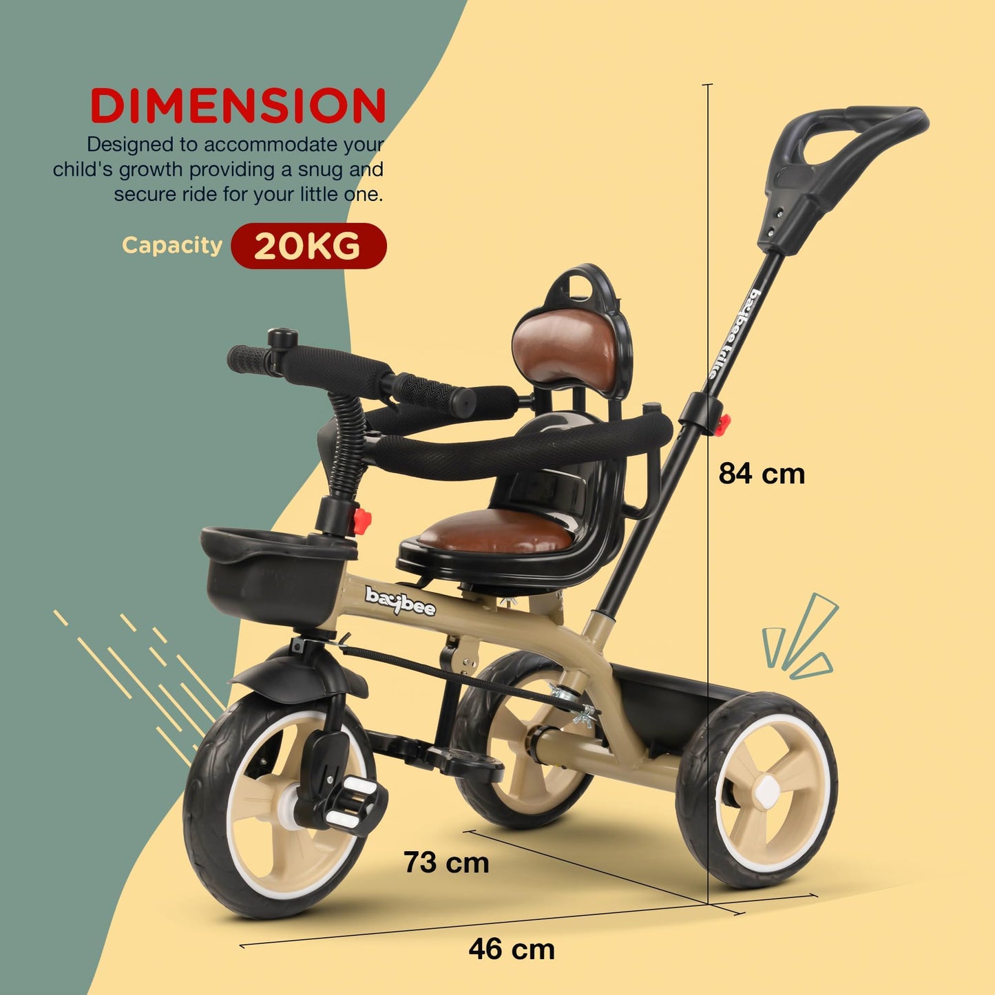 Baybee Albine 2 in 1 Baby Tricycle for Kids, Plug N Play Kids tricycle BAYBEE