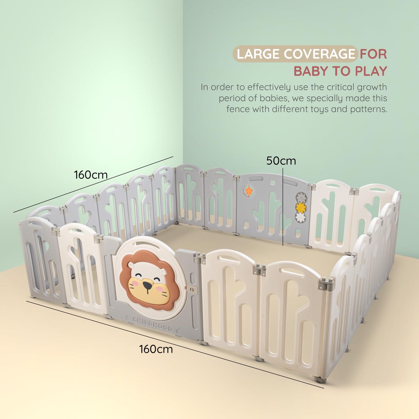 Baybee Lion Kids Playpen for Babies Foldable Baby Play Area Indoor Setup (20 Panels) BAYBEE