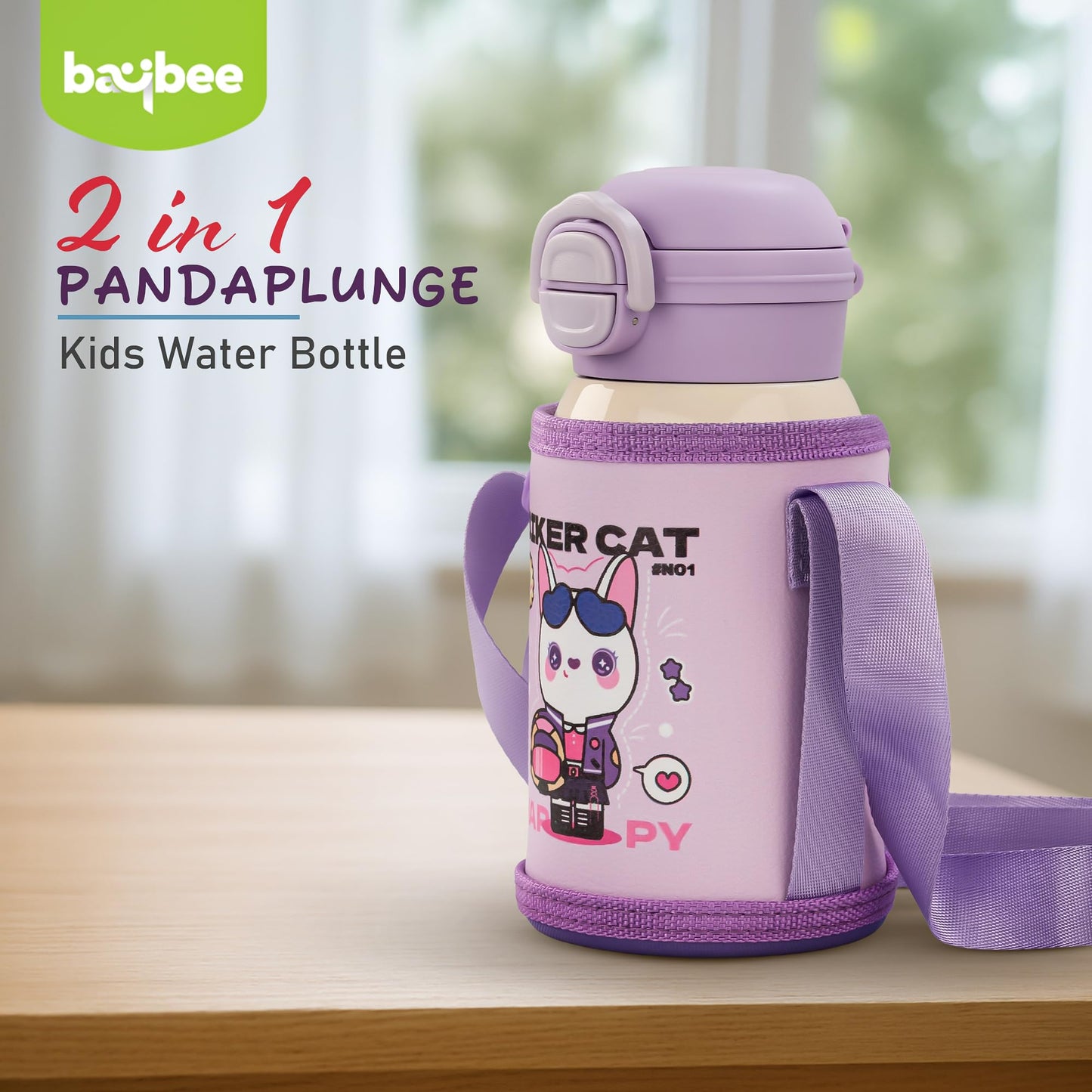 Baybee 2 in 1 PandaPlunge Baby Sipper Bottle with Straw for Kids Sipper Water Bottle (550ml) BAYBEE