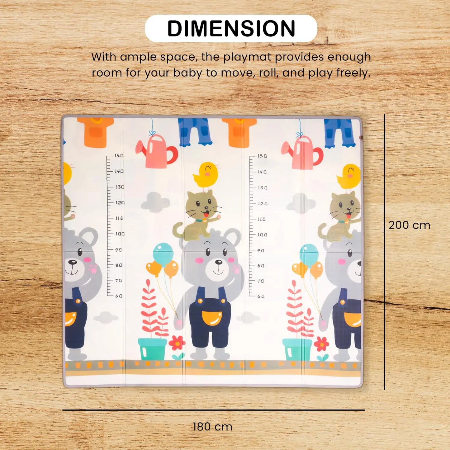 Baybee Baby Double Sided Play Mat Foldable Crawling Mat Size W-180cm X H-200 cm - Assorted Themes BAYBEE