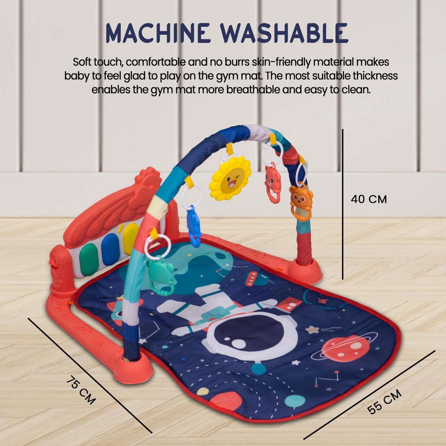 Universe Theme Kick & Play Piano Playgym for Babies with Hanging Rattles - Piano Baybee India