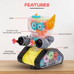 BAYBEE Transparent Robot Musical Toys for Kids with 360 Degree Rotation, Flashing LED Lights & Music