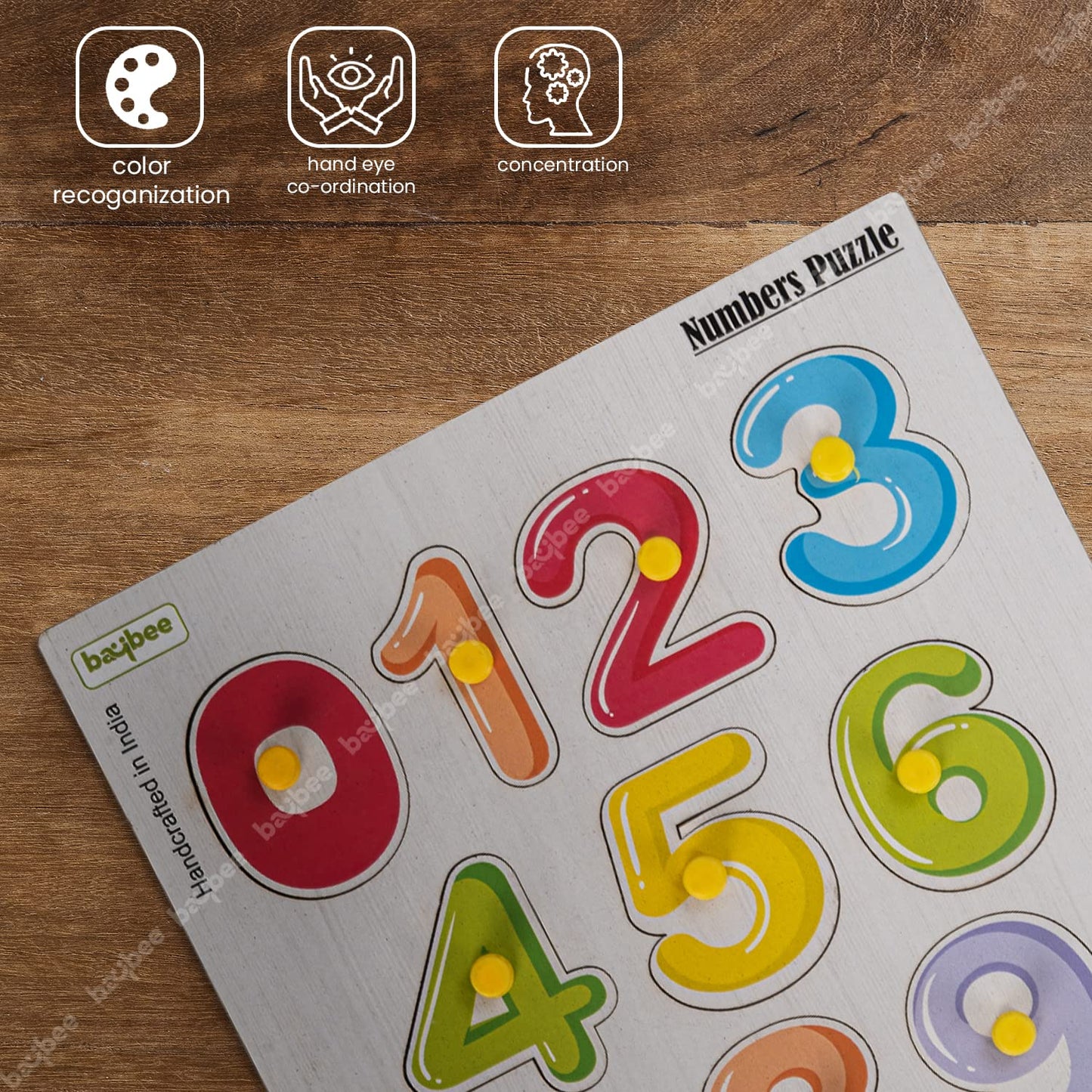 Baybee Wooden Numbers Puzzles Game for Kids Toys 0-9 Number Peg Brain Games Puzzle BAYBEE