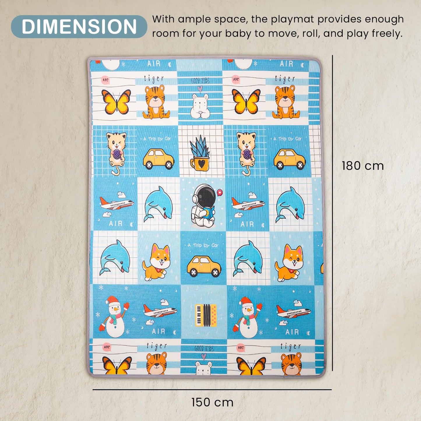 Baybee Crawling Foldable Kids Play Mat for Babies Size 180x150CM - Assorted Themes BAYBEE