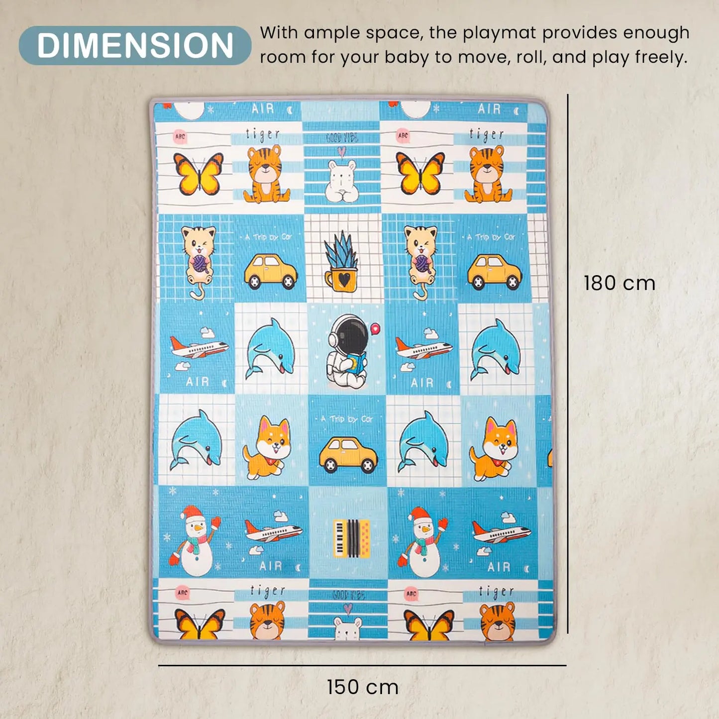 Baybee Crawling Foldable Kids Play Mat for Babies Size 180x150CM - Assorted Themes BAYBEE