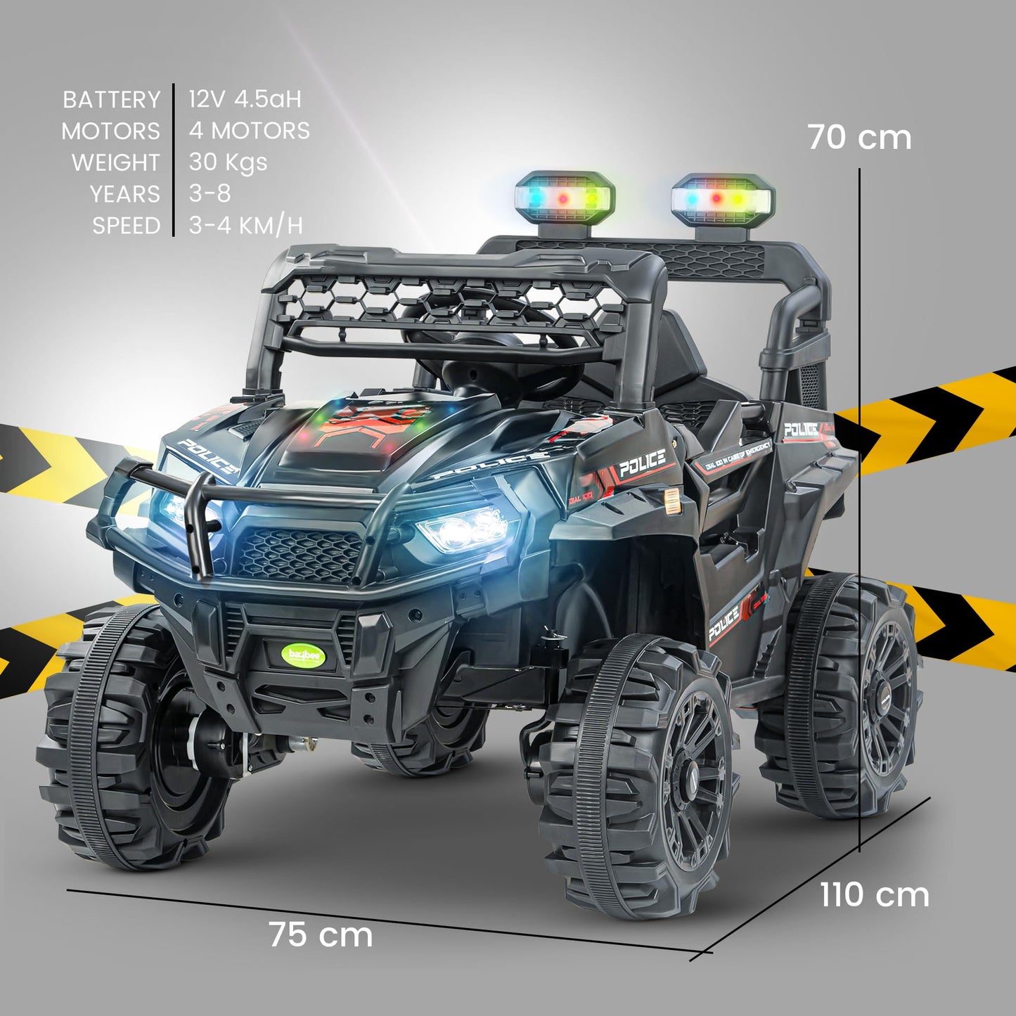 Baybee Police Edition Battery Operated Jeep for Kids BAYBEE