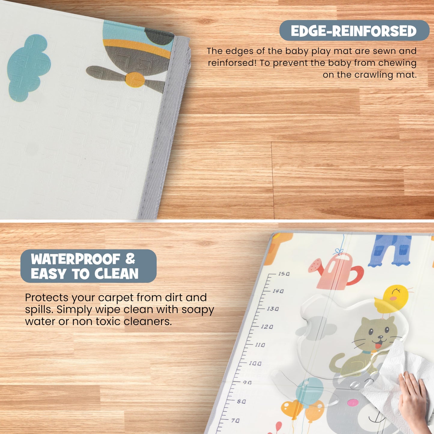 Baybee Wild Animal Theme Baby Double Sided Play Mat Foldable Crawling Mat Size W 180cm X H 150 cm - ( Assorted Themes) BAYBEE