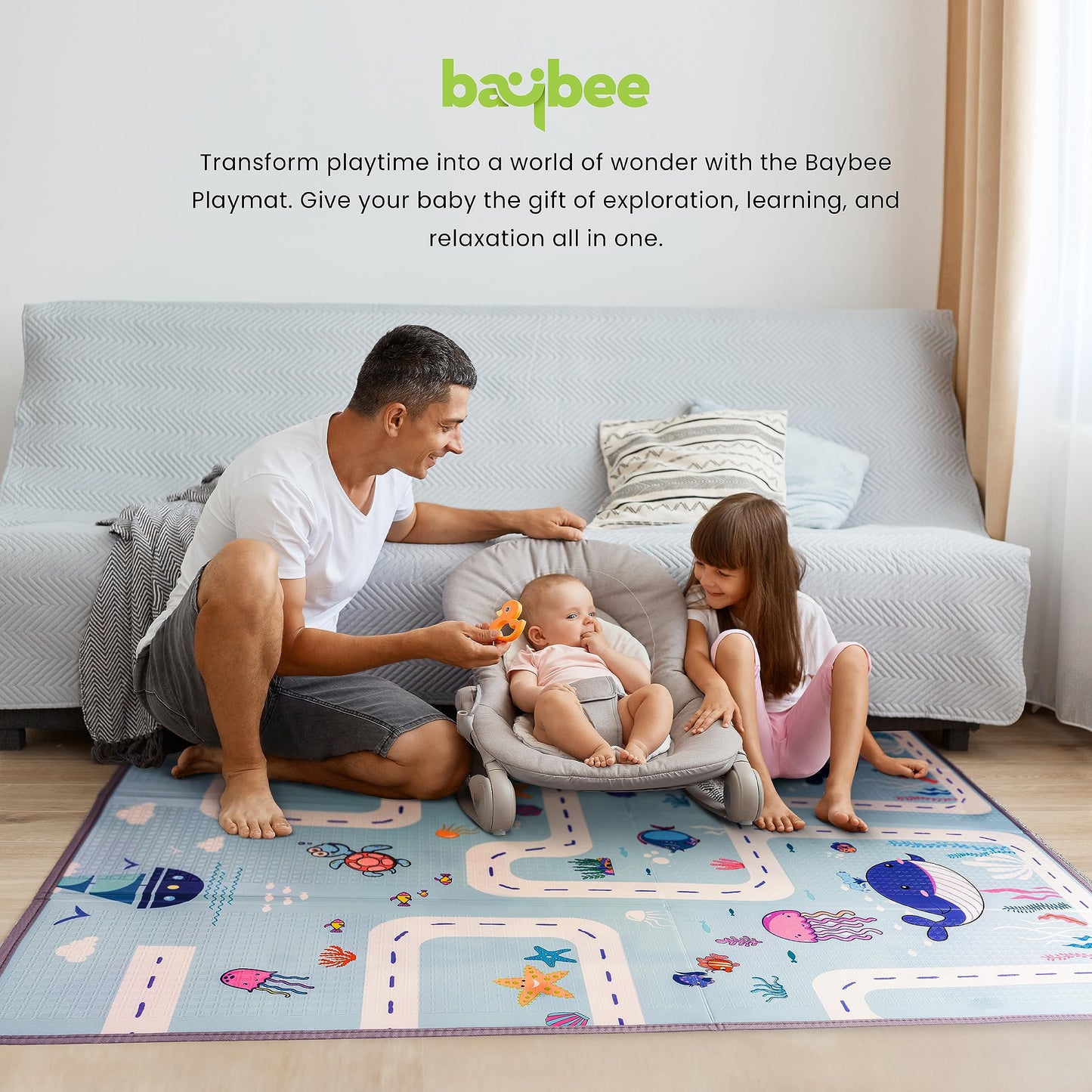 Baybee Crawling Foldable Kids Play Mat for Babies Size 180x150CM - Assorted Themes