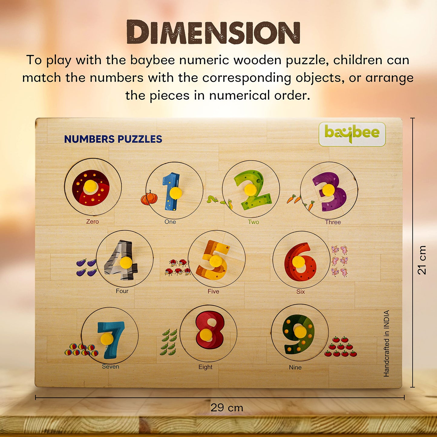 Baybee Number Count Puzzle Board Pre-School Early Learning Toys with Knob BAYBEE