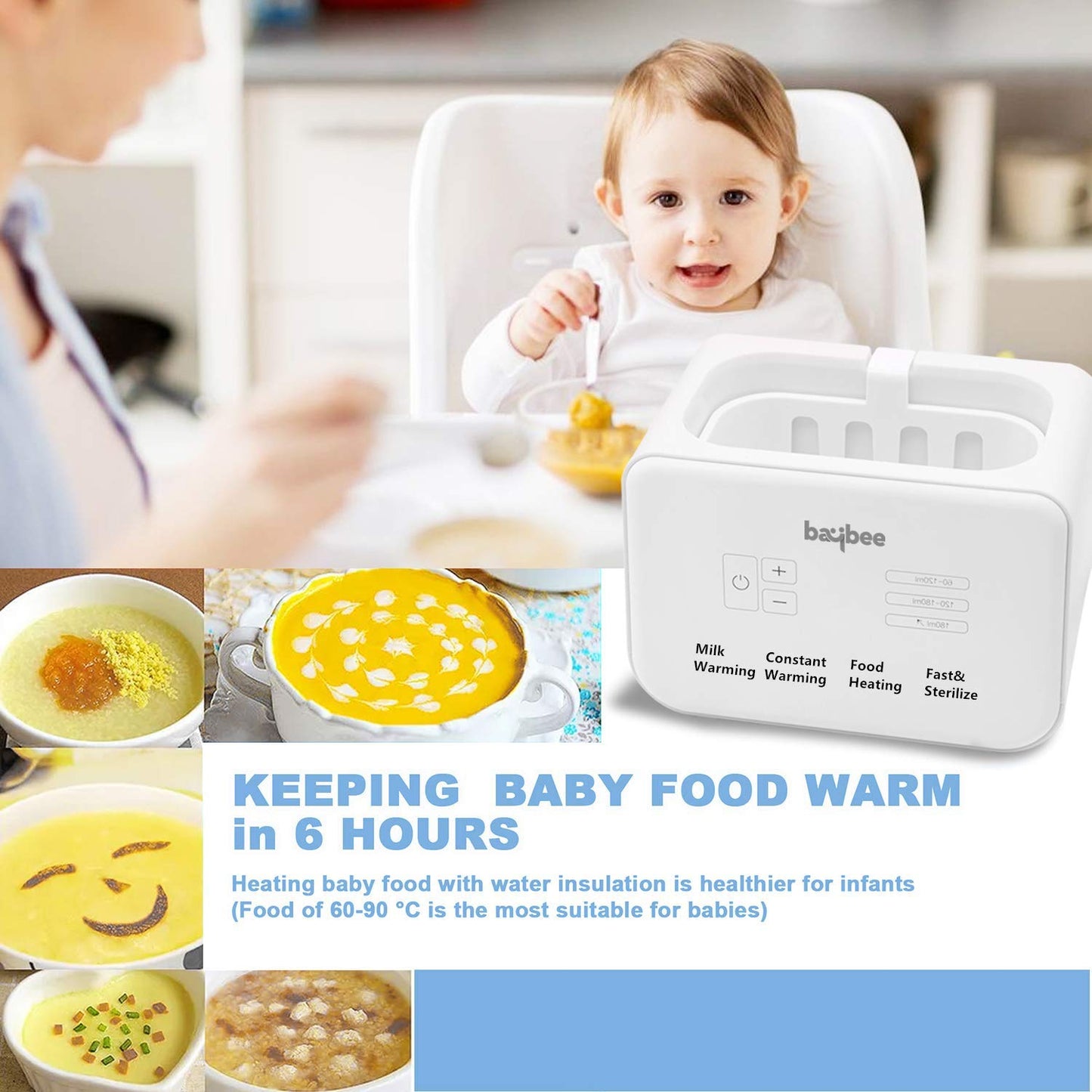 Baybee 6 in 1 Baby Bottle Warmer & Sterilizer with LCD Temperature Display, Smart & BPA Free Nipple BAYBEE