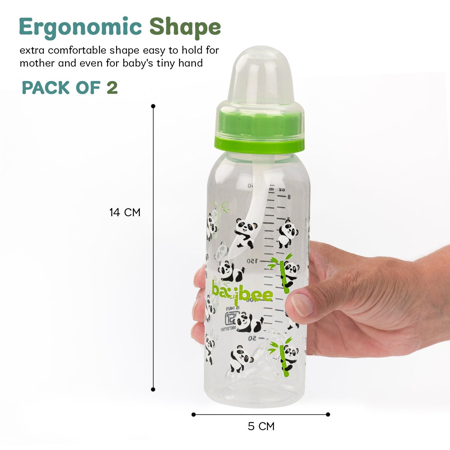 Baybee 250Ml 2 in 1 Baby Feeding Bottle with Spoon, Anti-Colic Silicone Nipple - Pack of 2 Baybee Kids