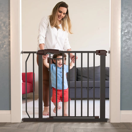 Baybee Auto Close Baby Safety Gate, Extra Tall Durable Baby Fence Barrier Dog Gate (Black + 10Cm) BAYBEE
