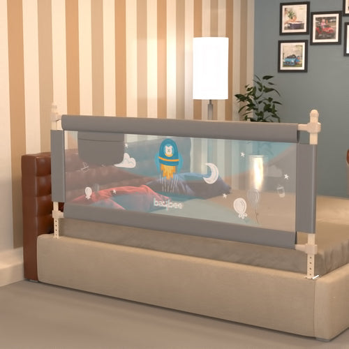 BAYBEE Bed Rail Guard Barrier for Baby Portable Safety Foldable Height Adjustable Falling Protector Fence (Print may varry) - 150 x 63 cm BAYBEE