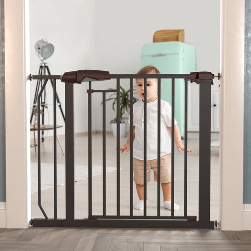 Baybee Auto Close Baby Safety Gate, Extra Tall Durable Baby Fence Barrier Dog Gate (Black + 10Cm) BAYBEE
