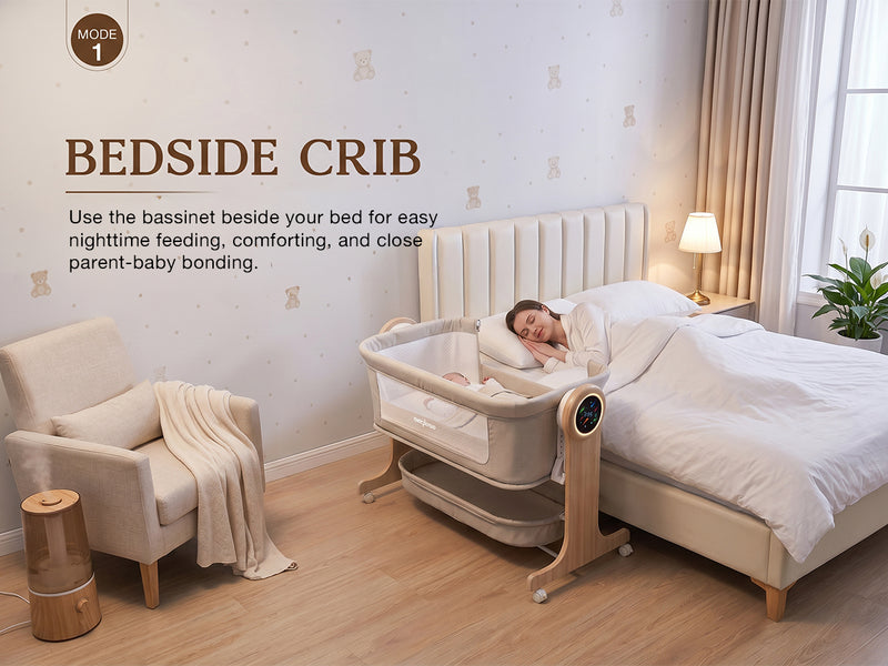Baybee Wooden 3 in 1 Electric Baby Cradle Convertible Cot & Bassinet — slide 1