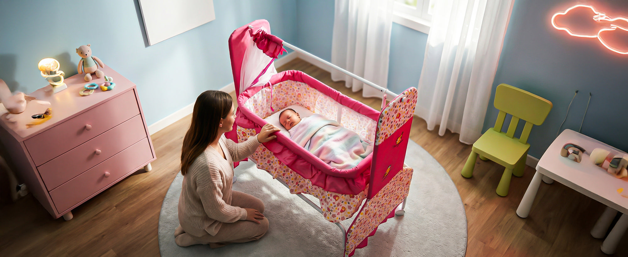 Baybee Baby Swing Cradle for Newborn Babies with Mosquito Net, Infant Jhula, Palna for Kids — slide 1