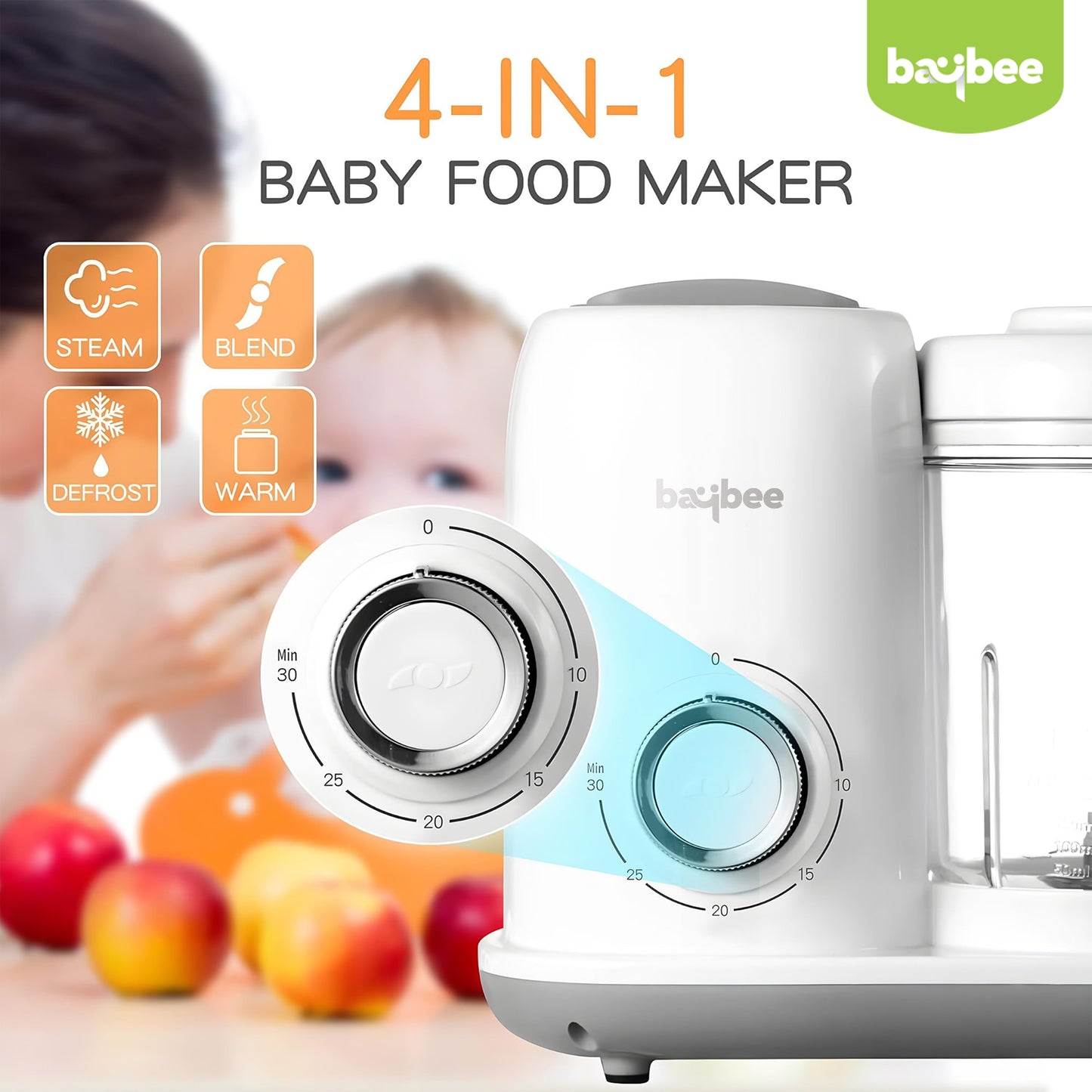 Baybee Blendy 4-in-1 Electric Baby Food Processor for Baby Food Maker with Steamer & Grinder