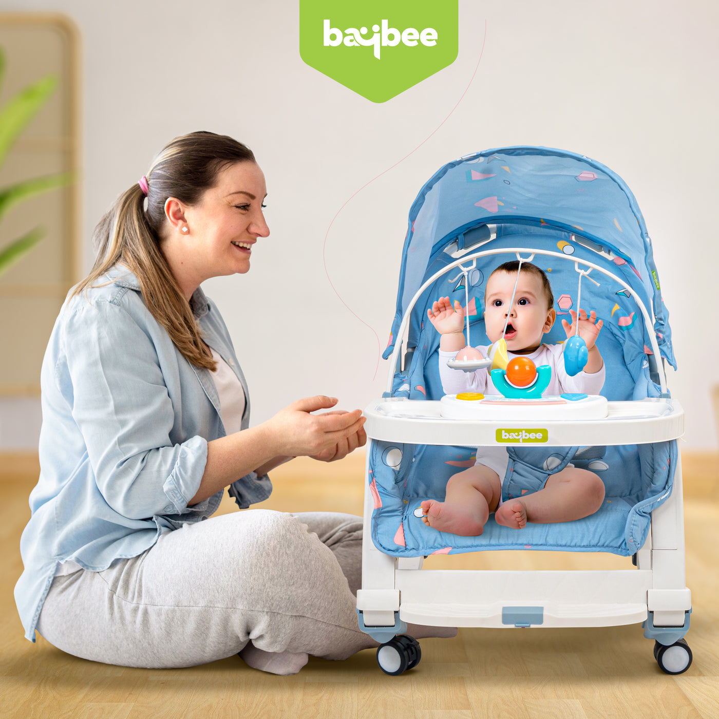 Vee Bee Rocking Chair Baybee 5 in 1 Baby Rocking Chair for Kids with Hanging Toys, Multi Pos ...